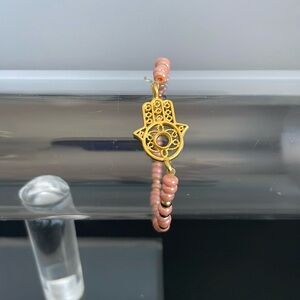 Hand made gold hamsa hand stretch bracelet